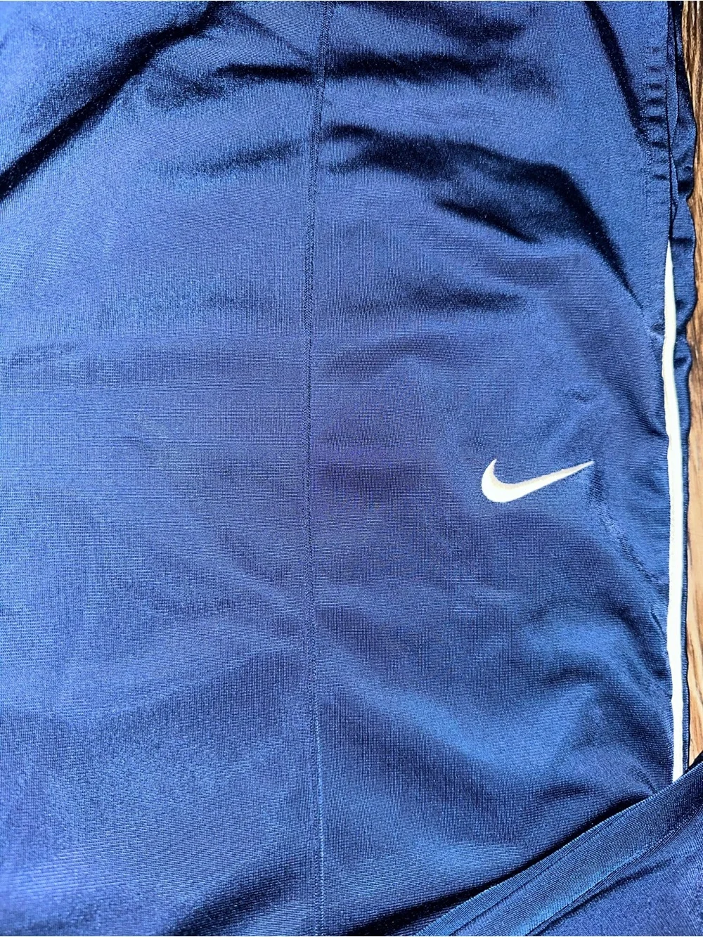 Vintage Y2K Nike Baggy Striped Open Leg Track Pants Navy Men’s Large